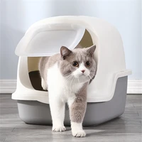 pets bedpan fully closed splash proof cat litter box home clean kitten puppy training toilet plastic tray toilette cats sand box
