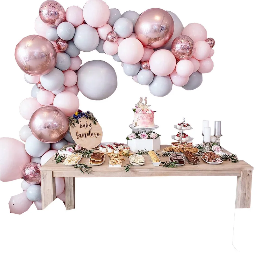 

Macaron Gray Pink Latex Balloon Chain Balloons Arch Party Wall Birthday Party Engagement Wedding Decoration Supplies