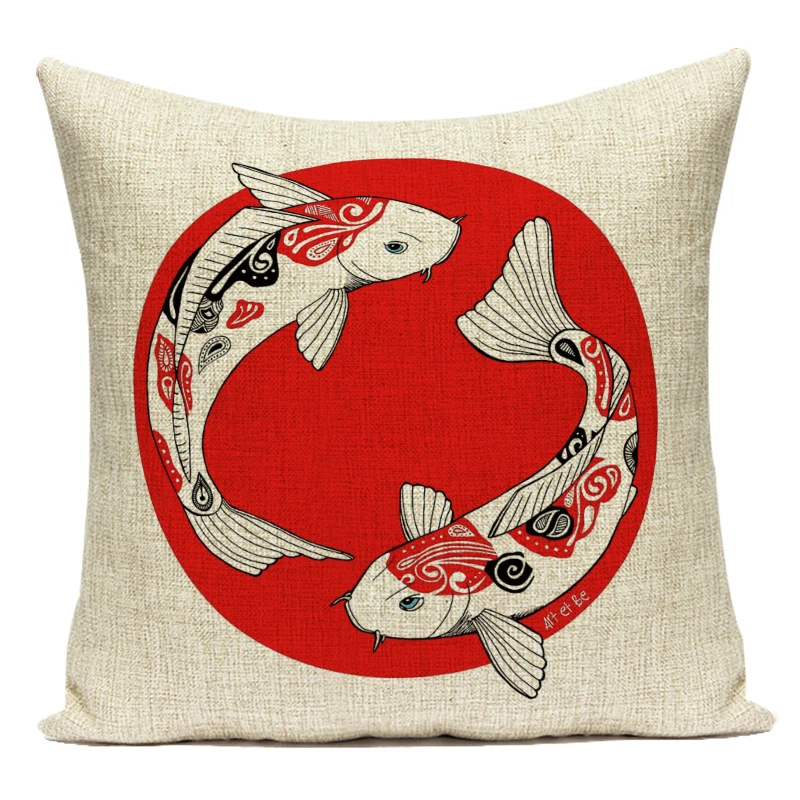 

Чехол для подушки ZXZXOON с японским узором из хлопка 45x45 см