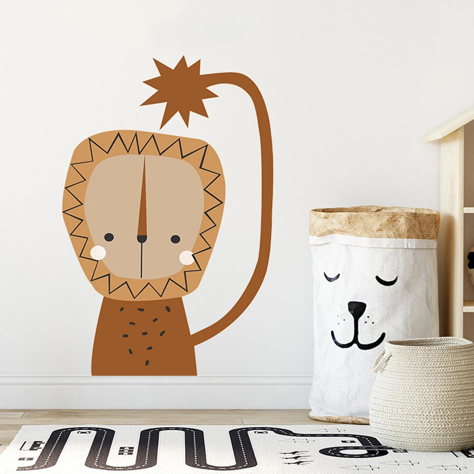 

African Safari Lion Child Decals Nursery Wall Art Stickers Wallpaper Removable Posters For Boys Bedroom Home Decoration Gift
