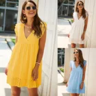 Платье женское летнее без рукавов, юбка средней длины с V-образным вырезом, летнее платье, платье летнее женское2021