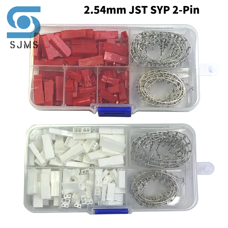 

300Pcs (50set) 2.54mm JST SYP 2P 2Pin Female & Male Red Plug Housing Crimp Terminal Connector Kit JST-SYP-2A for RC Lipo Battery