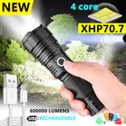 Мощный фонарик XHP70.7, 26650, Ультраяркий масштабируемый фонарь T6, фонарь для кемпинга с USB-зарядкой, XHP50.2, светодиодный фонарь для рыбалки