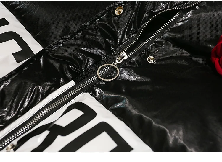 

90% 2021 new fashion white duck down jacket stand collar thick warm outerwear letter pattern plus size parka regular style coat