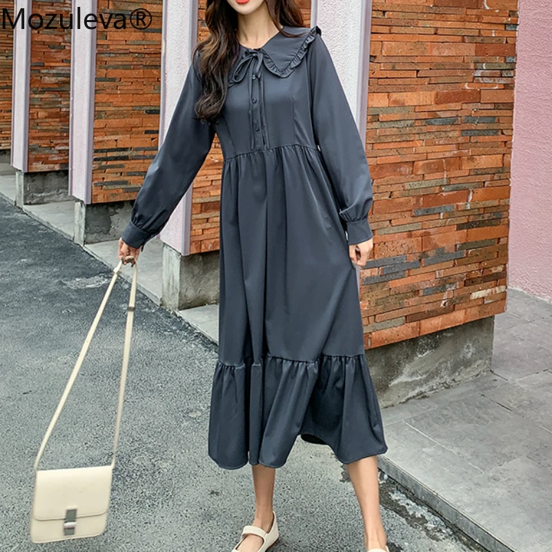 Женское шифоновое платье с бантом Mozuleva однотонное свободное богемное длинными