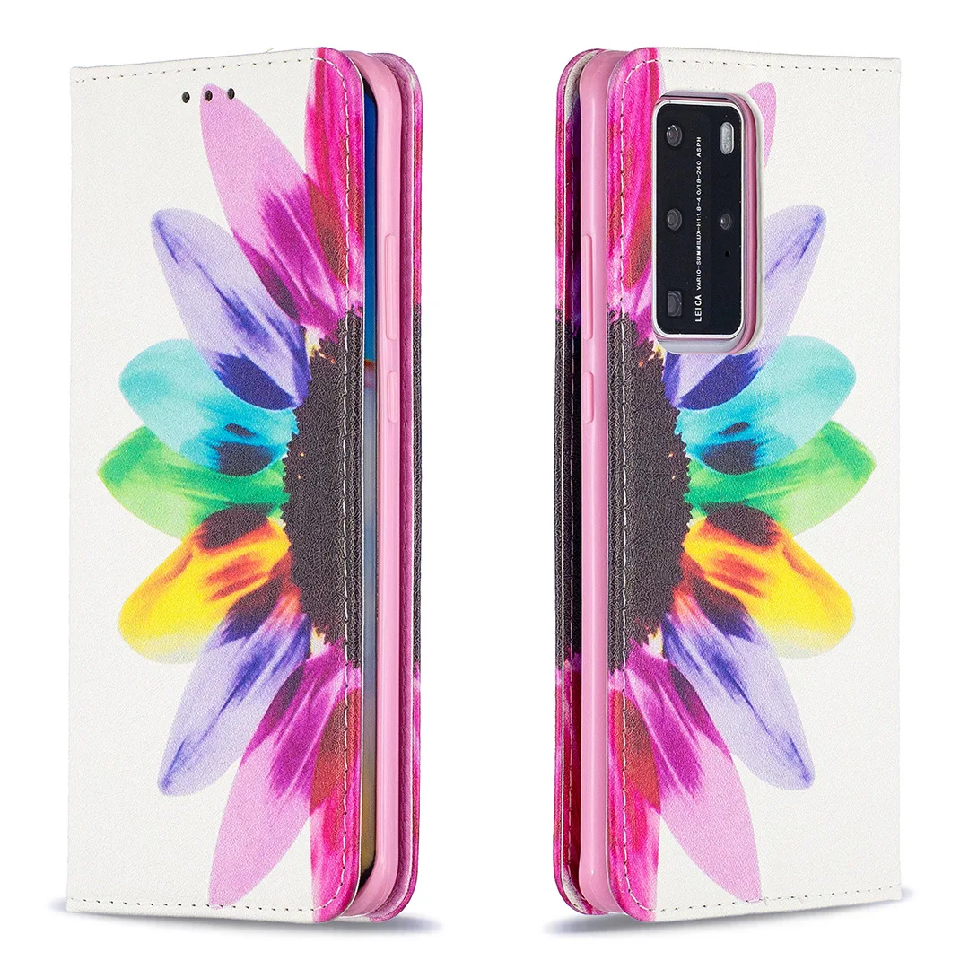 

Cartoon Animal Painting Flip Leather Case for P50 P40 P30 Pro Lite P Smart 2019 2020 2021 Funda Card Holder Stand Book Cover