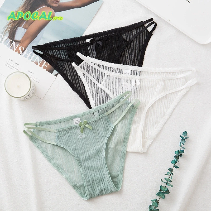 Apocal винтовая нить кружева прозрачные сексуальные трусики полые танга женские с