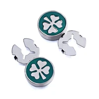 new four leaf clover enamel silver button cap button cover for tuxedo business formal shirts 17 5mm one pair