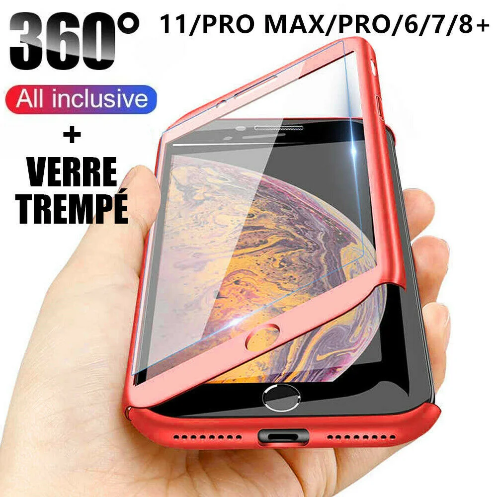 

Coque 360 pour For iPhone 12 XS Max XR 11 Pro 6s 7 8 Plus Protection Antichoc +Verre