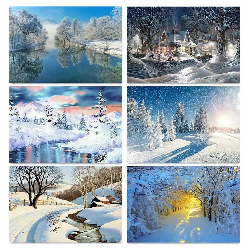 

GATYZTORY Picture Diy Painting By Numbers Kits Acrylic Wall Art Picture Snow Scenery Handmade Coloring By Numbers For Diy Frame