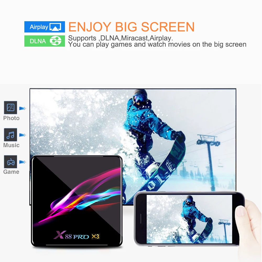 ТВ приставка X88 Pro X3 Android 9 0 Amlogic S905X3 четырехъядерный процессор Двойной Wi Fi BT 1000 м Lan