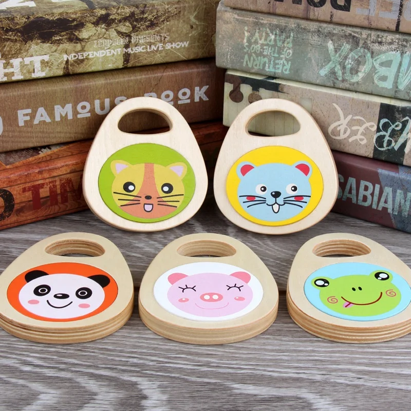 Детские Мультяшные деревянные музыкальные инструменты детский Хлопушка ручка