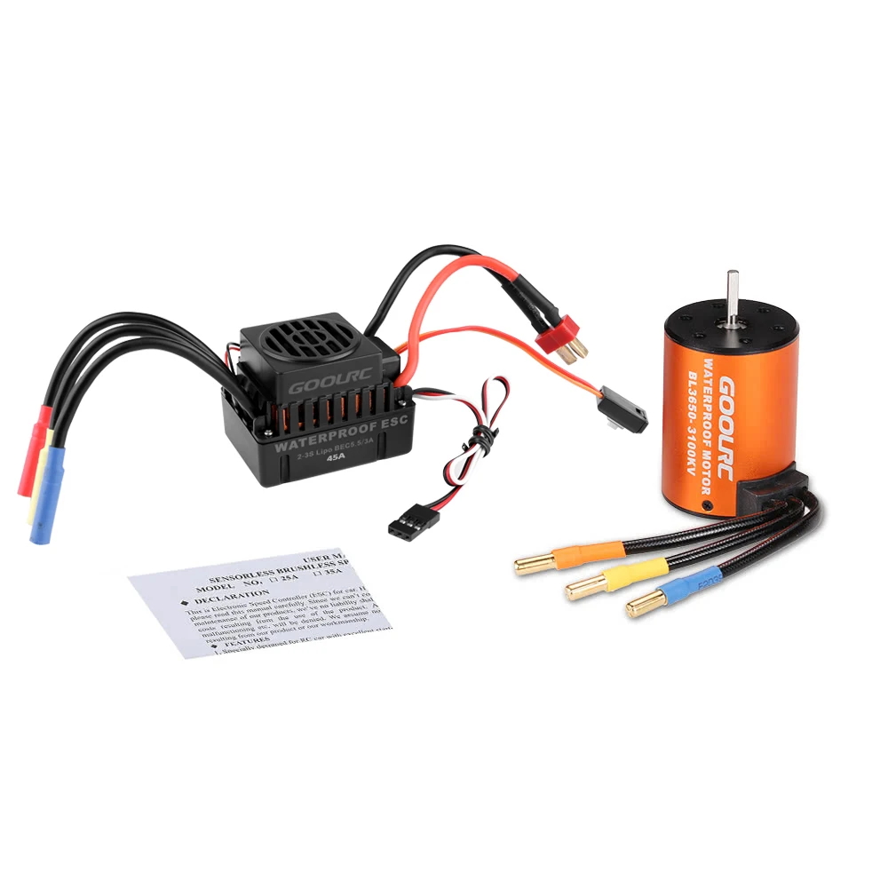GoolRC Upgrade Waterproof 3650 3100KV Brushless Motor with 45A ESC Combo Set for 1/10 RC Car Truck | Игрушки и хобби