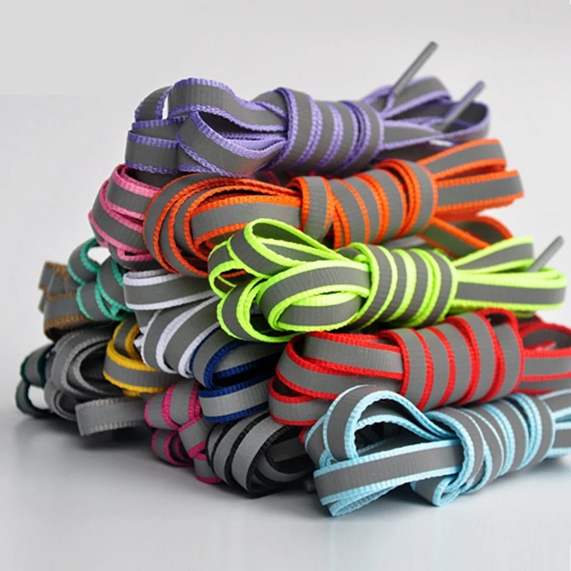 

6 Colors Reflective Shoelaces 3M Flat Shoe laces Young Men And Women Leisure Sport Sneakers Shoelace 80CM/100CM/120CM