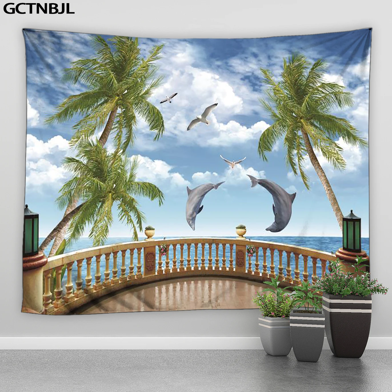 Настенный гобелен с изображением океана и пляжа украшение для гостиной спальни