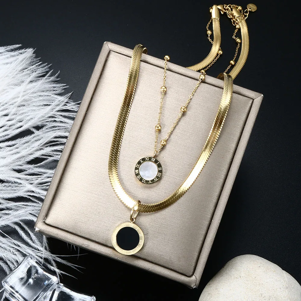 ZMFashion Женская многослойная змеиная цепь ожерелье лезвие цепи с черной/белой