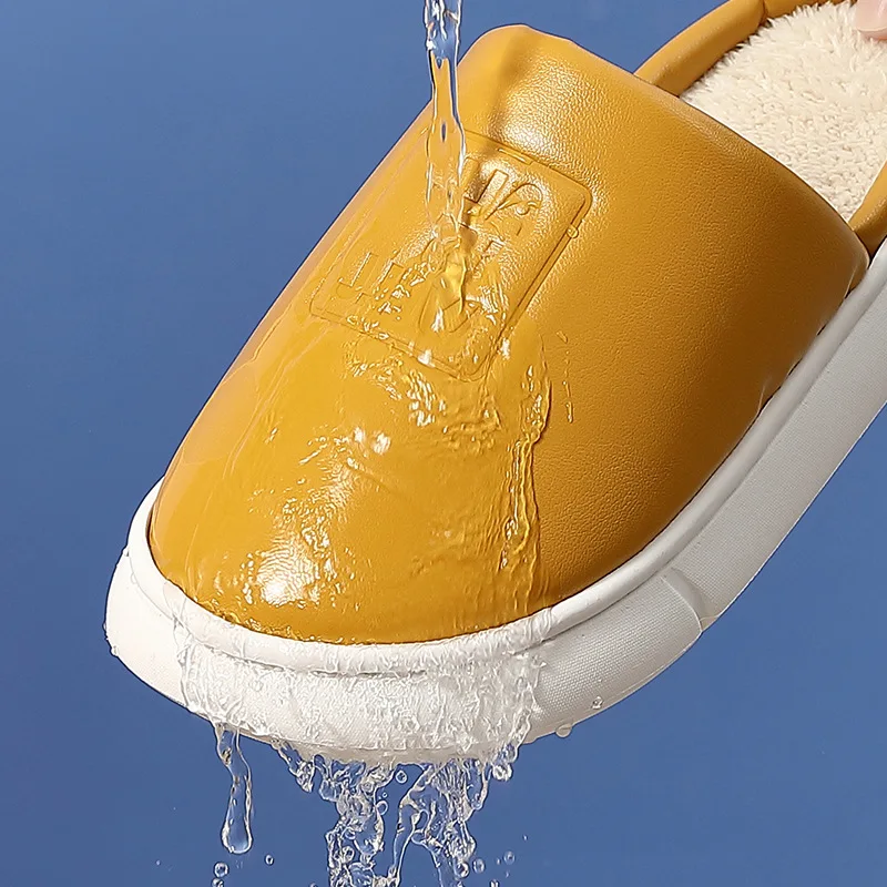 Waterproof Women Winter Slippers Female Home Cotton  Non-Slip Indoor Slides Couple  Plush Warm Flat  Men Shoes   Wholesale