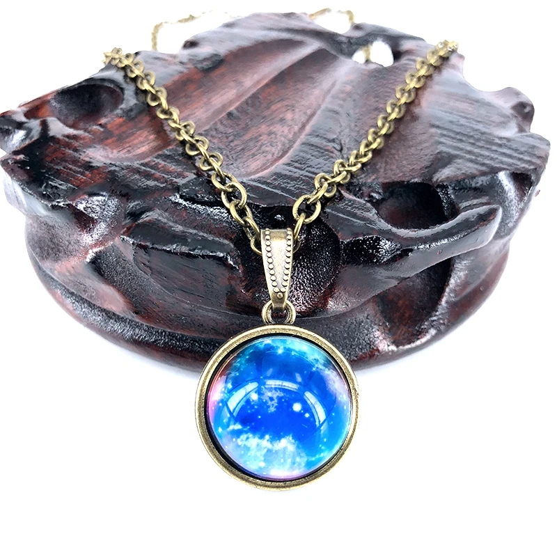 Nebula Galaxy двусторонний кулон ожерелье для женщин Вселенная серьги в виде планет