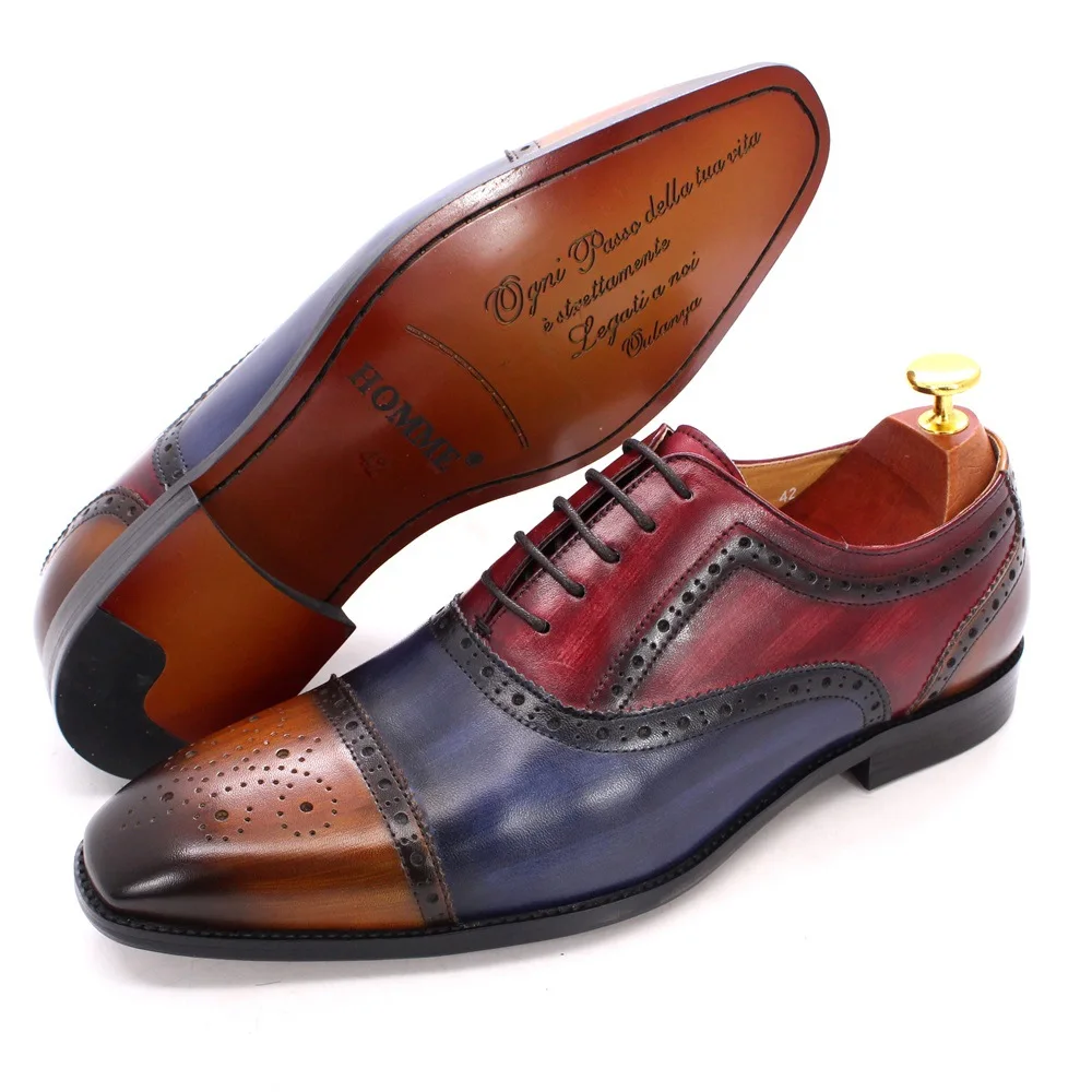 

Genuine Leather Derby Wedding Party Shoes Vintage Brogue Business Dress Shoes Luxury Men Lace Up Pointed Toe Dress Shoes