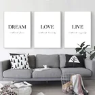 Мотивационный плакат мечты о любви, черный, белый, простые цитаты, холст, Художественная печать, живопись, минималистичное украшение комнаты, картина