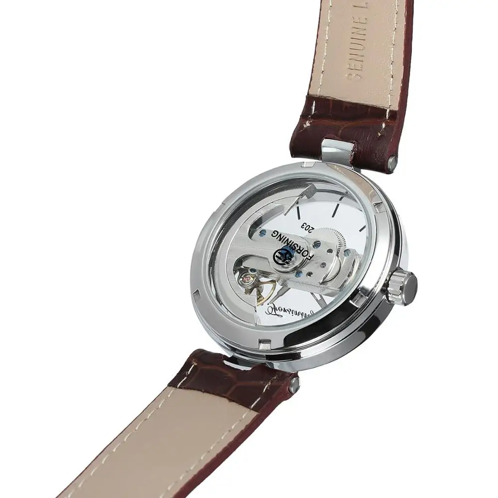 Ультратонкие серебряные автоматические механические мужские часы Tourbillon из натуральной кожи ремешок прозрачный циферблат спортивные часы мужские Relojes