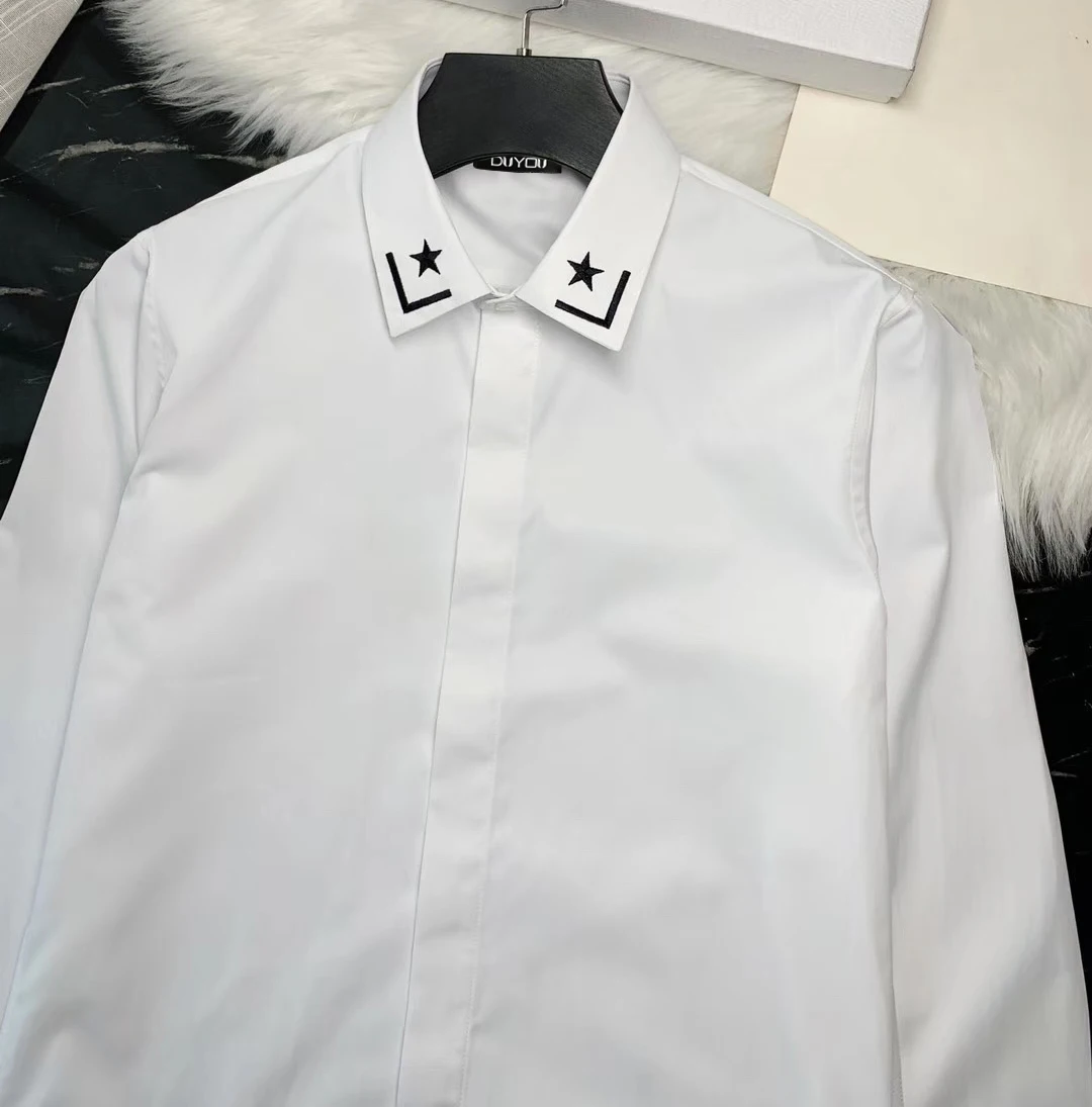 DUYOU Мужская рубашка хлопок мужская классическая приталенная Повседневная с