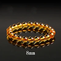 natural citrines crystal charms bracelets stone round loose beads elasticity rope men women bracelet