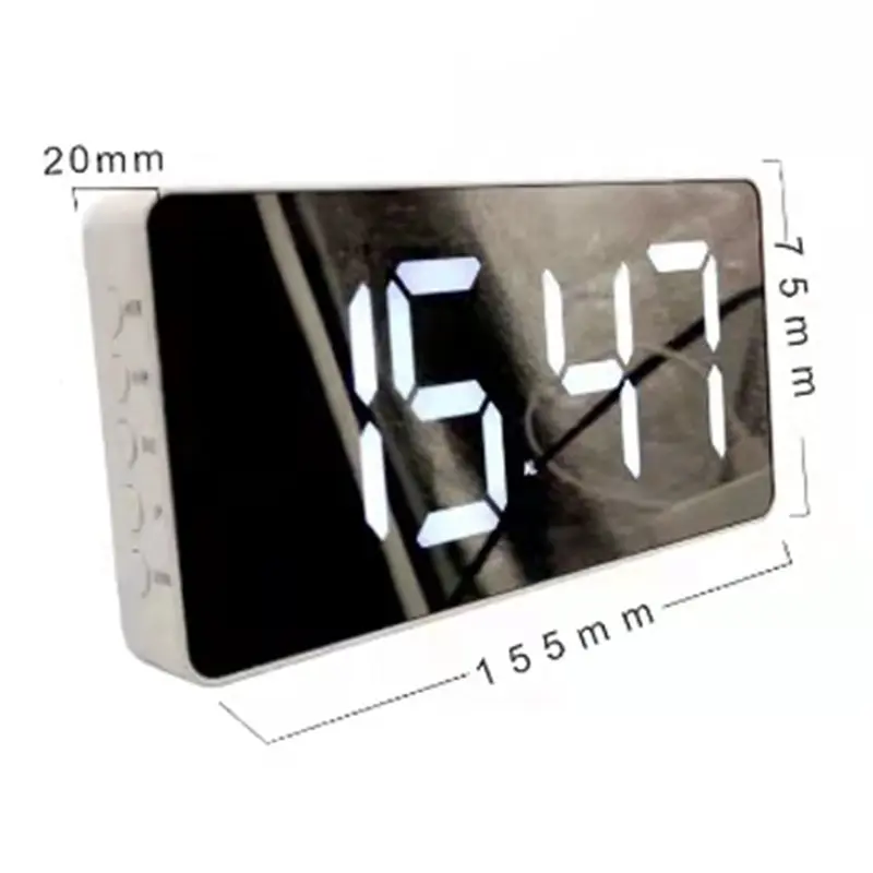 

Acrylic/Mirror Alarm Clock LED Digital Clock Voice Control Snooze Time Temperature Display Night Mode for Bedroom Home