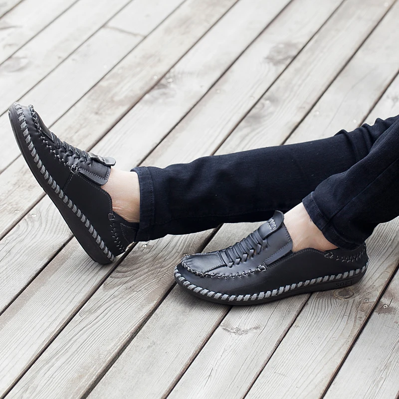 

Men Loafers handmade sewing Non-Slip Handmade genuine Leather Shoes breathable Men's Comfortable Sneakers Fashion Walking Shoes