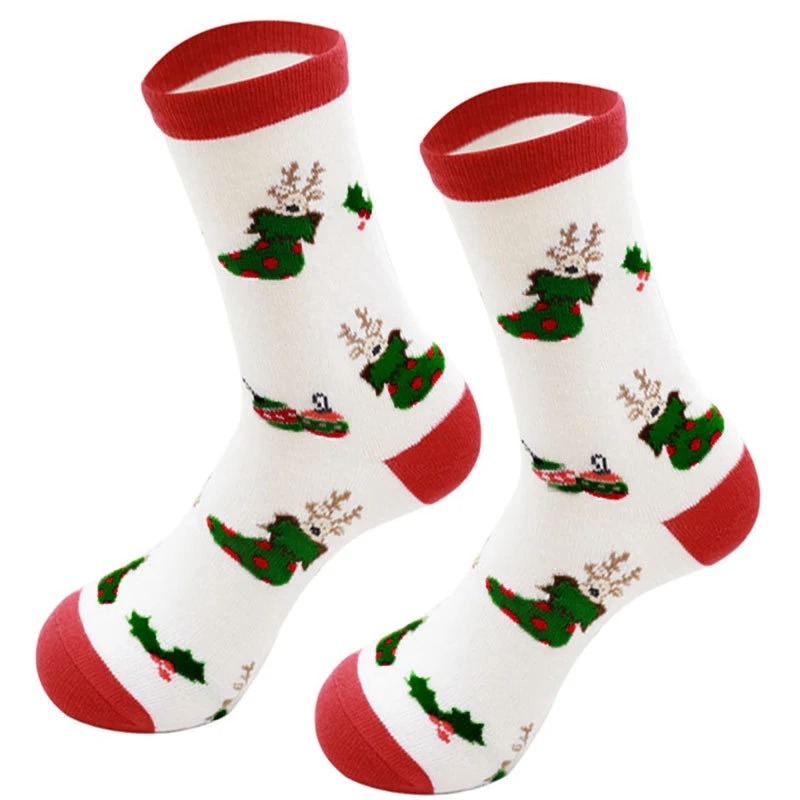 Women Christmas Gift Socks Funny Xmas Santa Claus Tree Snowflake Elk Snow Tube Crew Happy Girl Sock Women New Year Sokken