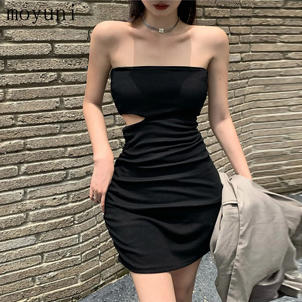 

Hip-Wrapped Chest-Wrapped Dress Women's Summer Waist-Tight Hot Girl Waist-Baring Slim-Fit Black Short Skirt Fashion Temperament