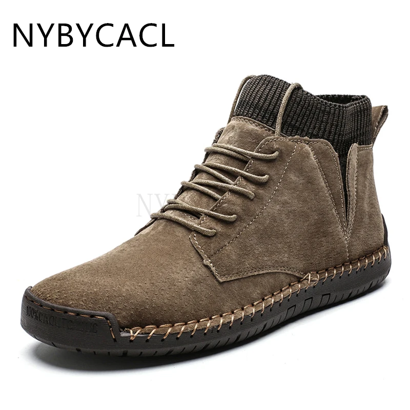 

Brand Men Snow Boots Winter Plush Warm Men Motorcycle Boots Lace-Up Non-slip Male Ankle Boots Autumn Man Work Shoes large size48