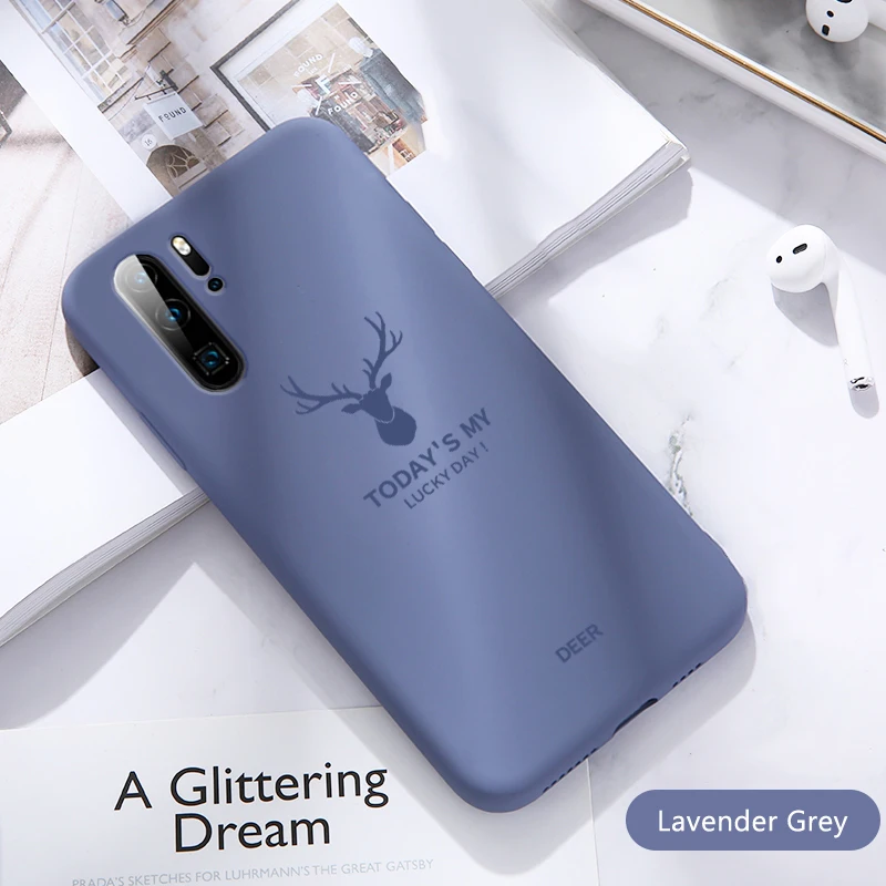 

Soft Liquid Silicone Mobile Phone Case Cover For 1Huawei P30 Cartoon Couple Painted Fashion Phone Cases For 1HUAWEI P30 Cover