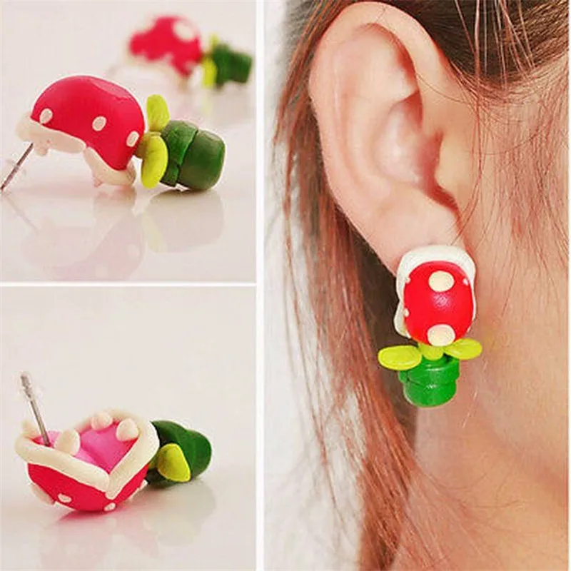 1 пара уникальные милые серьги для женщин ручная работа полимерная глина Пиранья
