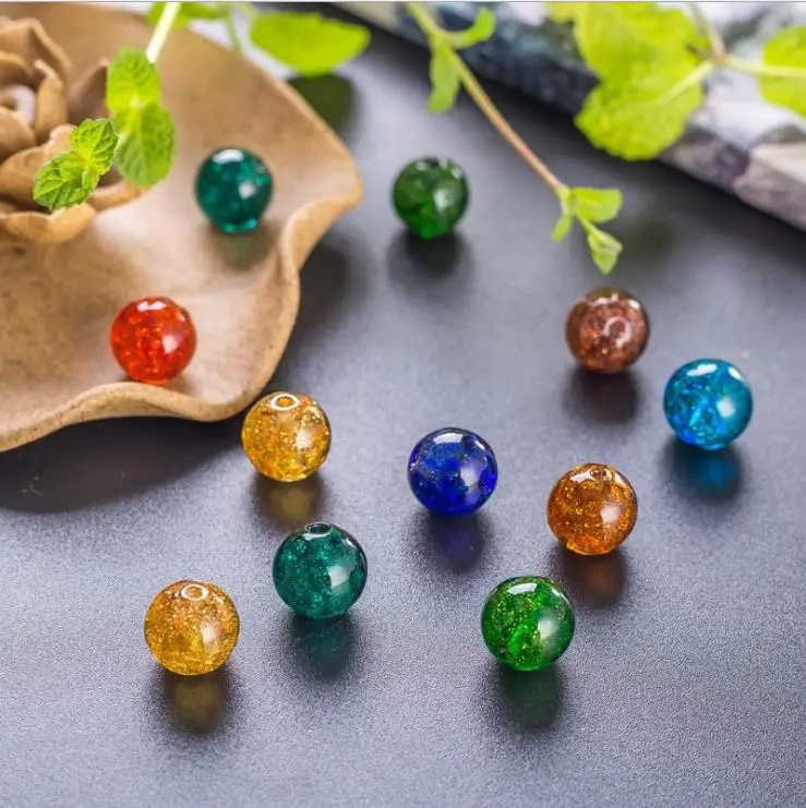 20 шт./лот 8 мм 10 лэмпворк стеклянные бусины многоцветные круглые с блестящим
