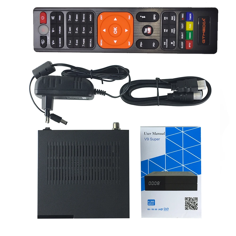 Спутниковый ресивер 1 год CCCAM Gtmedia V9 Super power by free sat DVB-S2 встроенный wifi h.265 wifi внутренняя мощность vu телеприставка