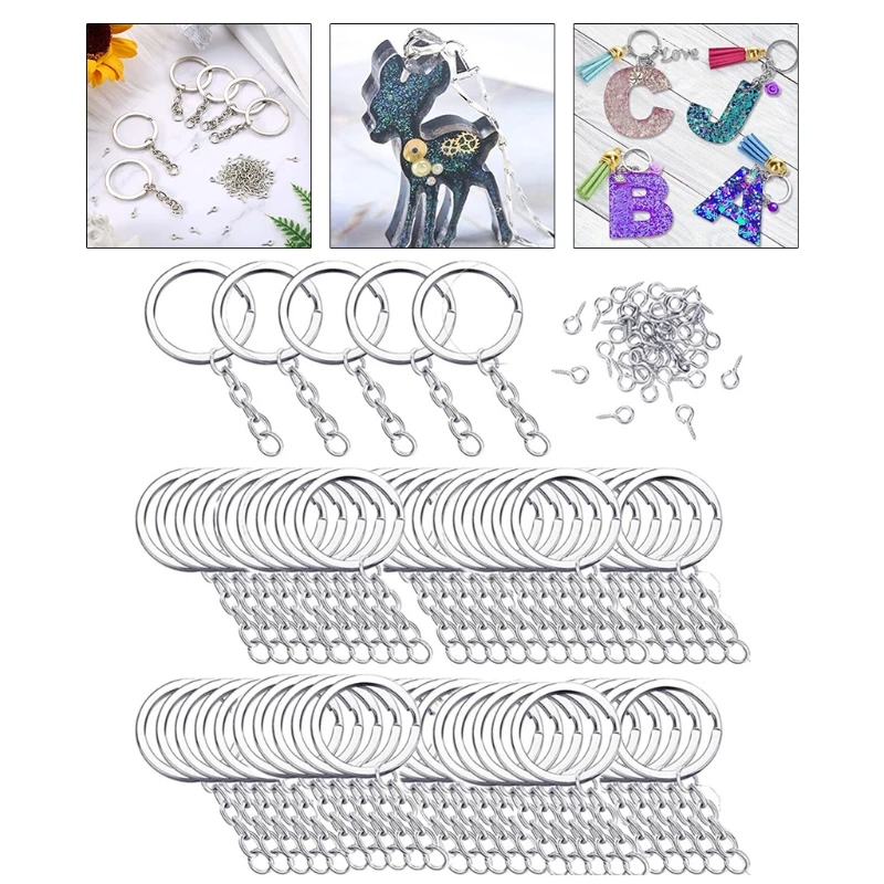 

150 Pcs Key Chain Rings Kit with Screw Eye Pins Findings for DIY Crafts Jewelry Making Accessories