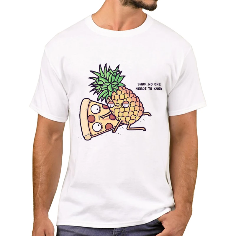 TEEHUB Pizza And Pineapple No One Needs To Know Printed Men T-Shirt Forbidden Love T Shirts Short Sleeve Tshirts Cool Tee | Мужская