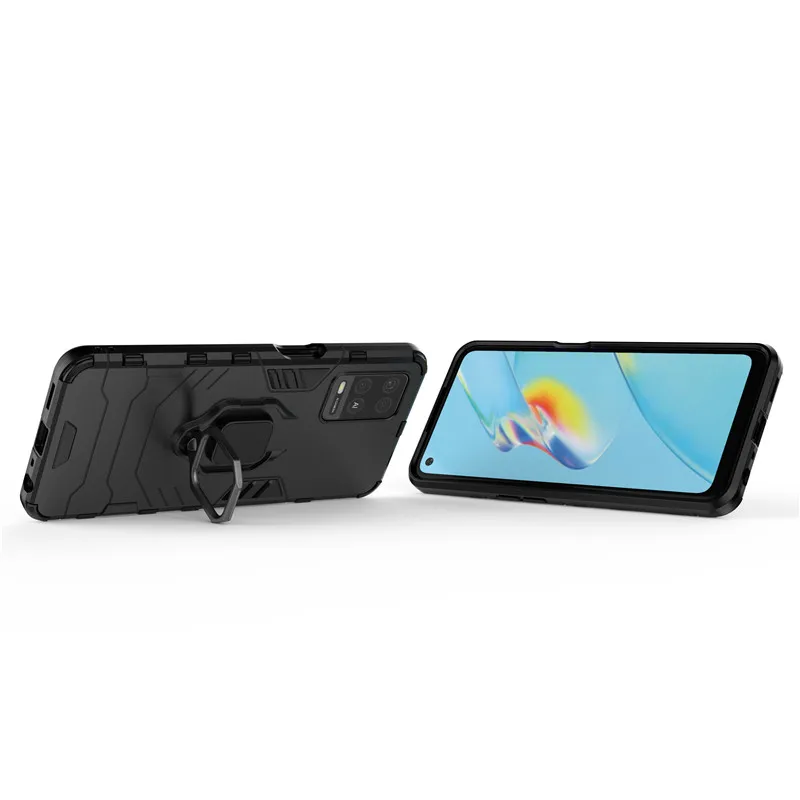 for oppo a54 4g case for oppo a54 4g cover hard pc ring stand protective phone bumper shockproof case for oppo a54 4g free global shipping