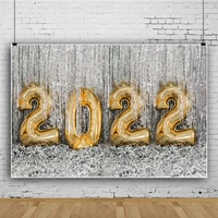 laeacco celebrate 2022 family friend party decor gold balloon happy new year silver photography background banner photo backdrop
