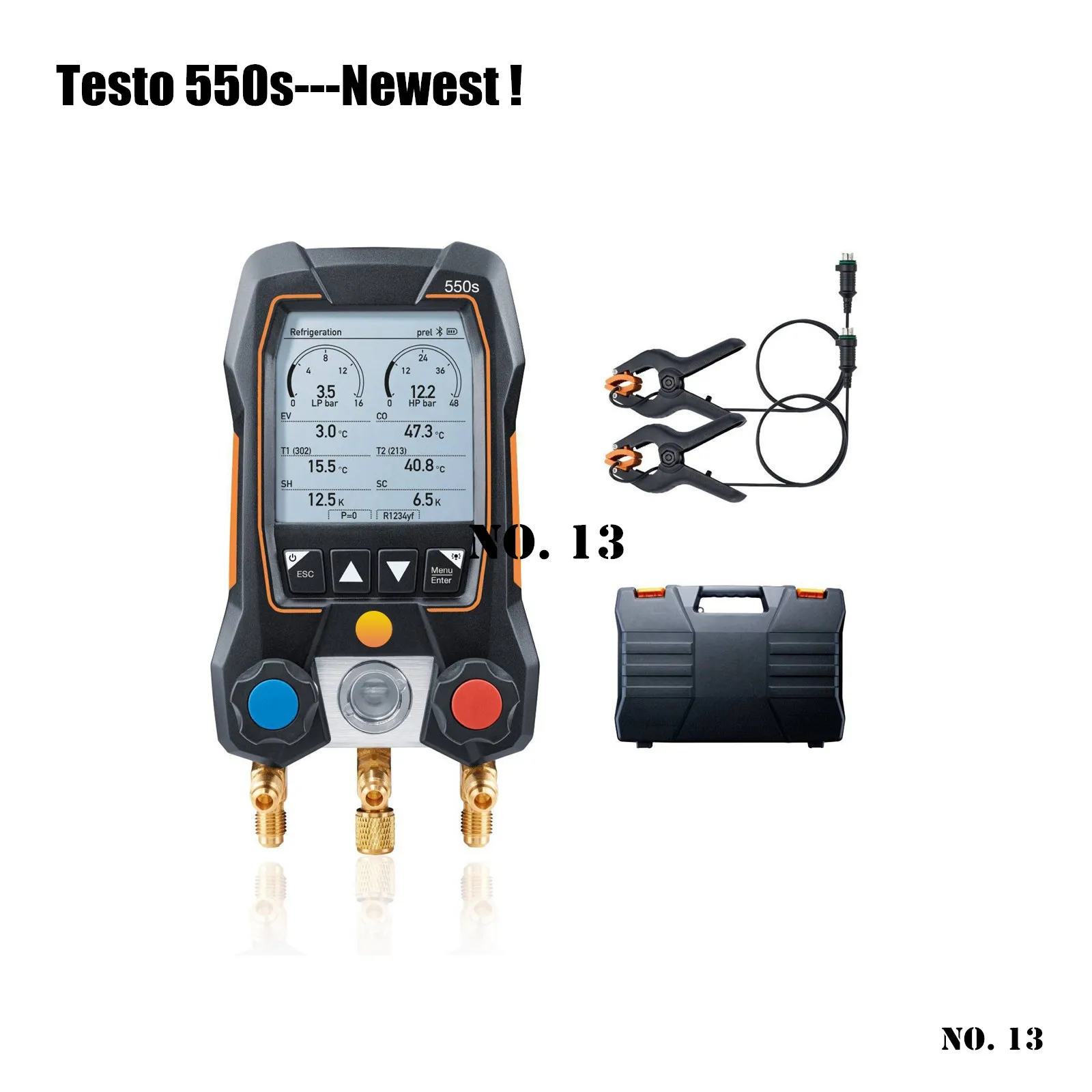 Testo 550s 549 Digital Coletor de Calibre de Refrigeração com Mangueiras Braçadeira Conjunto de Sondas Medidor Refrigerante 0563 1550 Ferramentas Manometro Medidores de pressão