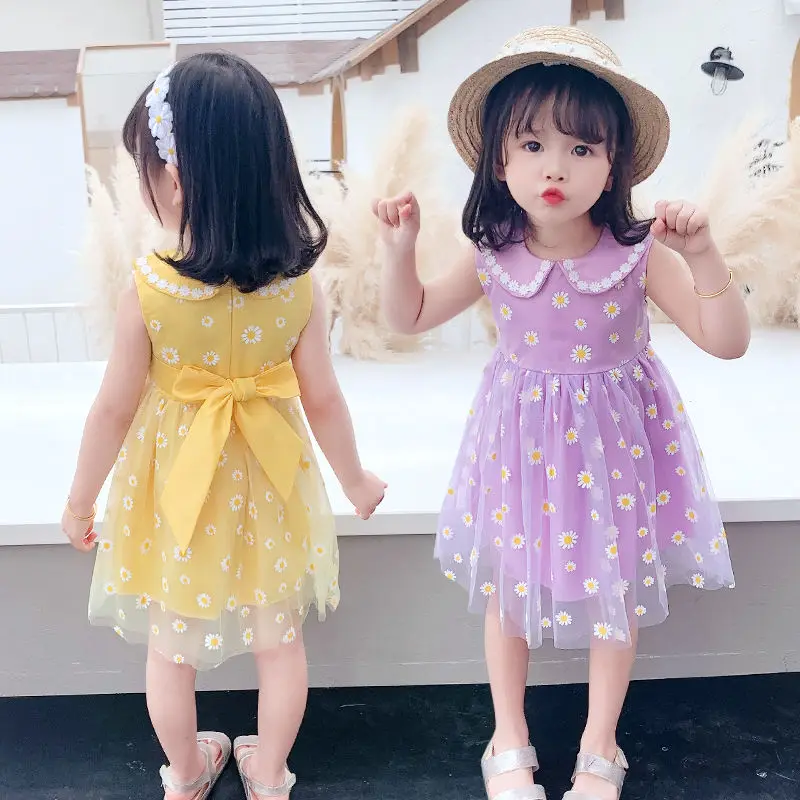 

Kids Summer Princess Dress Baby Girl Cute Sleeveless Floral Daisy Party Daily Knee Length Mesh Dress Toddler Girl Clothing 1 3 5