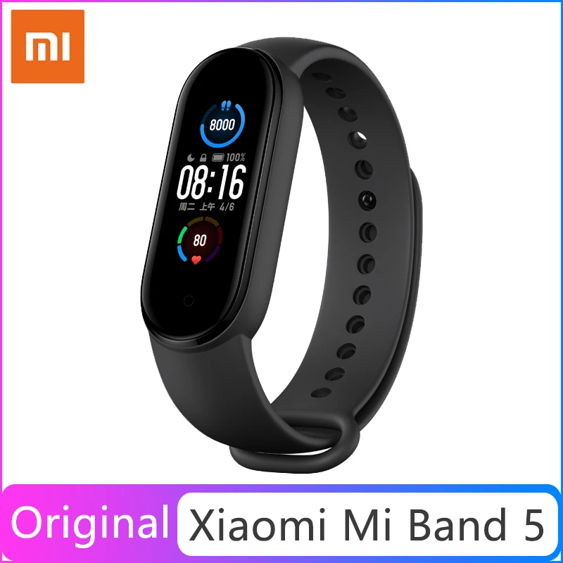 Оригинальные Смарт часы Xiaomi Mi Band 4 с пульсометром фитнес трекером браслет цветным