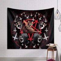 beach surfers satanic cat pentagram death black metal decorative tapestry