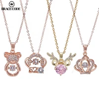 2021 new authentic brand necklace romantic clear crown 520cz brand lady party jewelry metal pendant necklace 45 cm