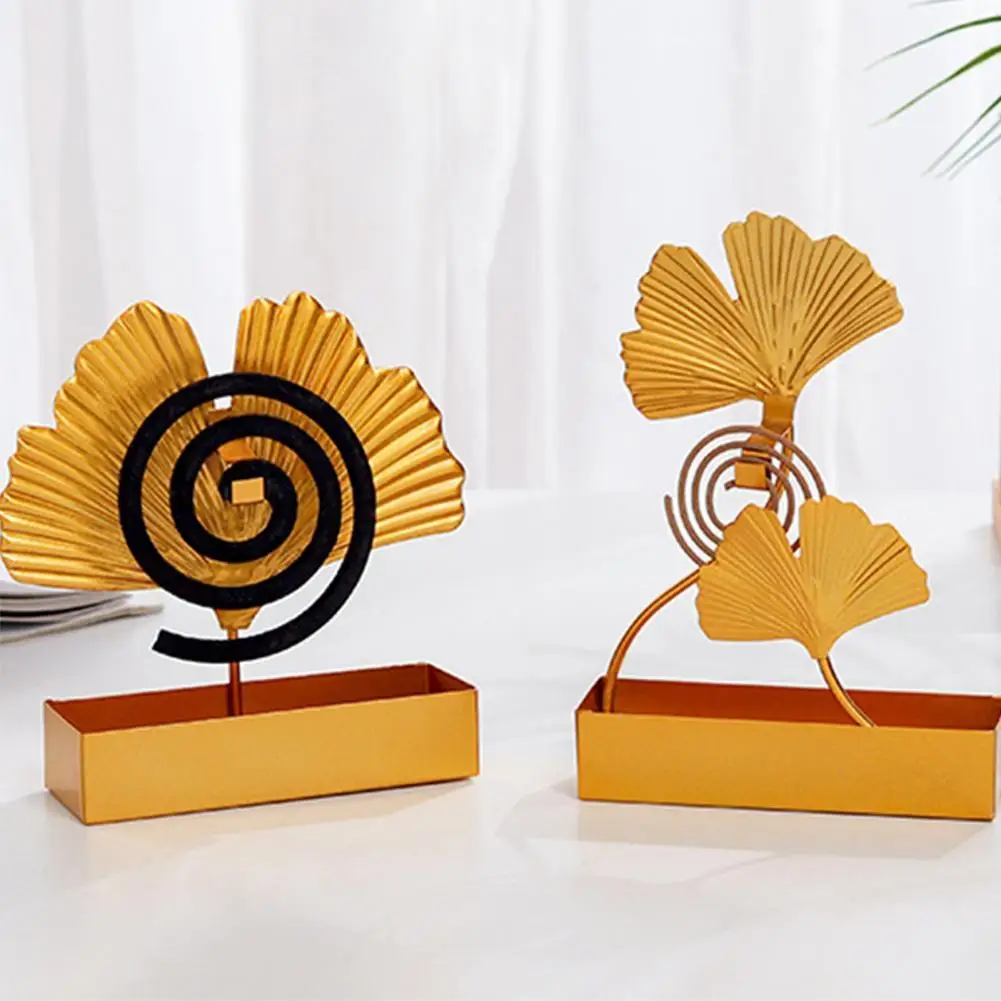 

1pcs Imitating Ginkgo Leaves Mosquito Coil Iron Holder Exquisite Leaf Shape Iron Creative Incense Burner Case for Home Decor