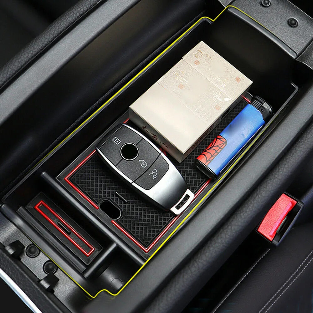 

Matte Black Armrest Storage Box A-Class B-Class ABS Plastic Center Console