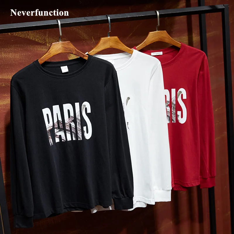 Мужская свободная футболка с длинным рукавом Повседневная хлопковая Футболка