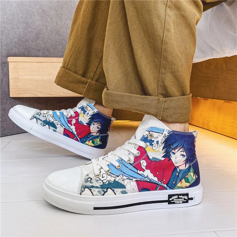 Мужские парусиновые кроссовки с высоким берцем для мальчиков и девочек на