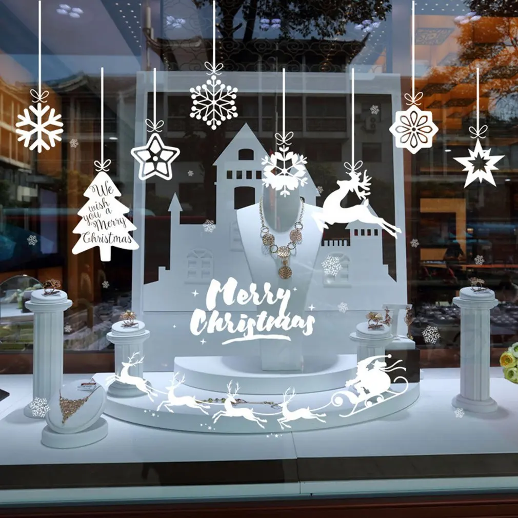 Рождественская Снежинка Moose наклейка витрина двери и окна декоративная